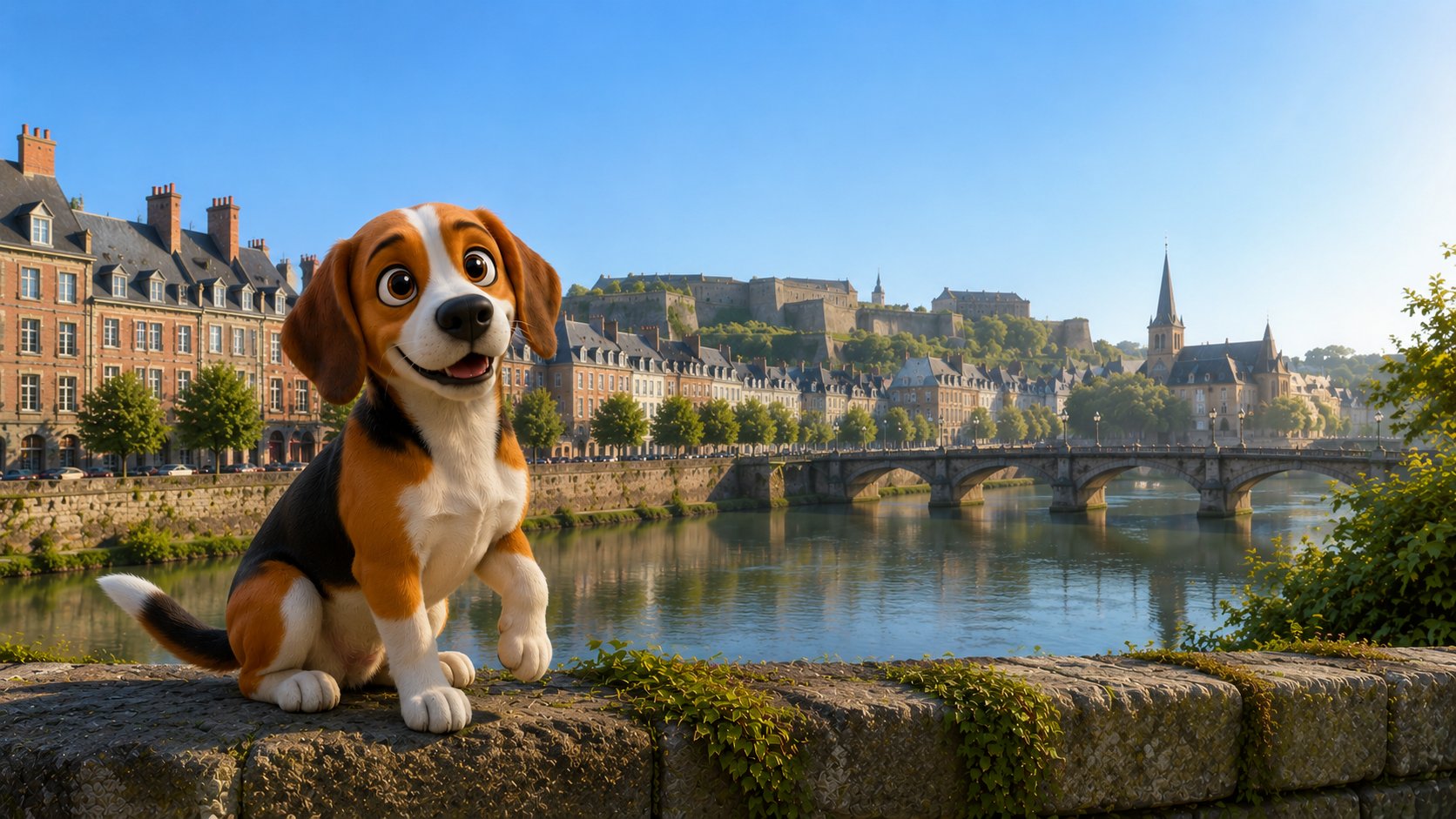 Gap, la mascotte Agapy, devant la cathédrale Notre-Dame de Charleville-Mézières