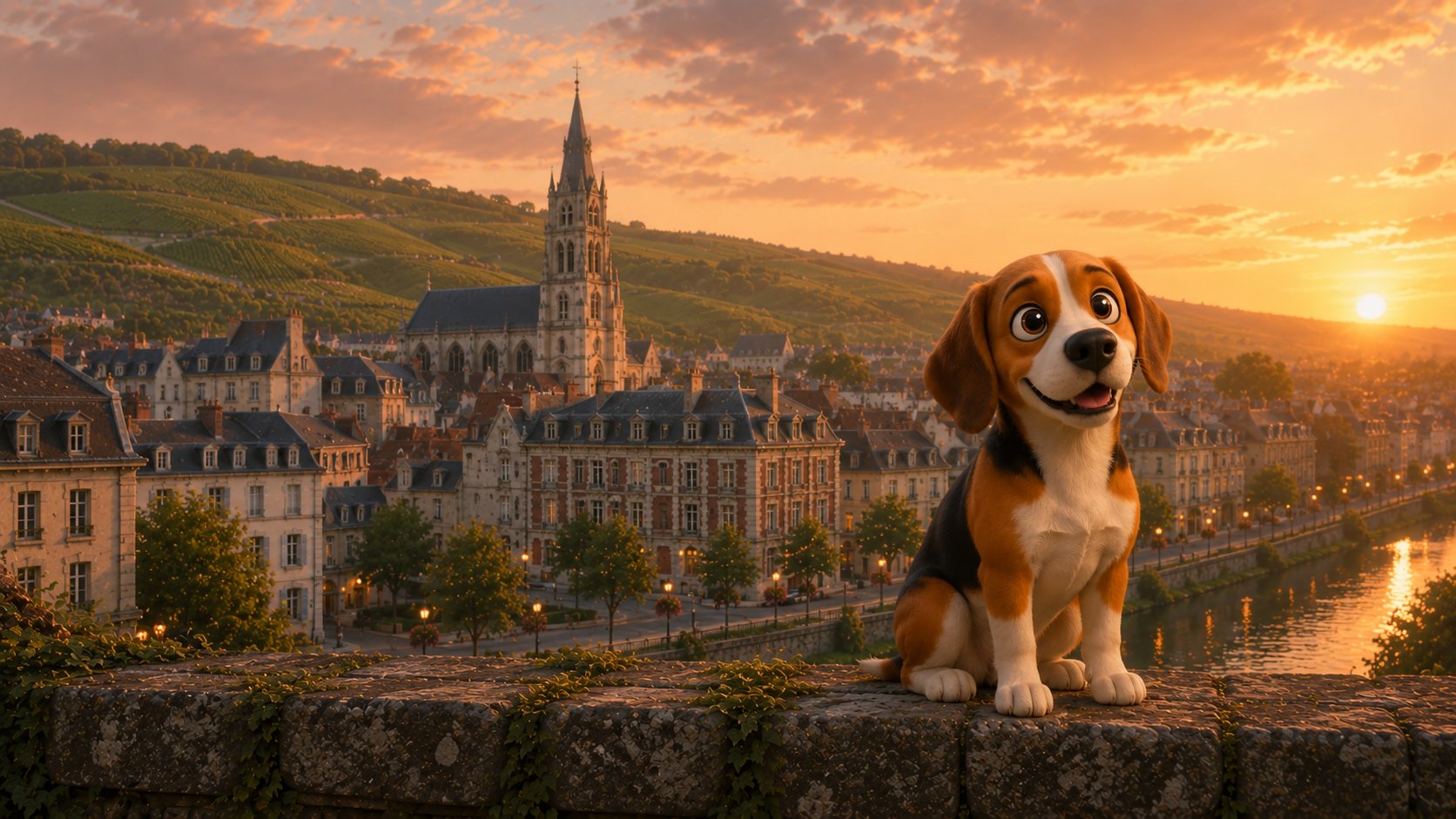 Gap, la mascotte Agapy, devant la cathédrale Notre-Dame de Épernay