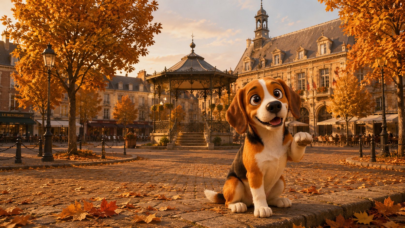 Gap, la mascotte Agapy, devant la cathédrale Notre-Dame de Rethel